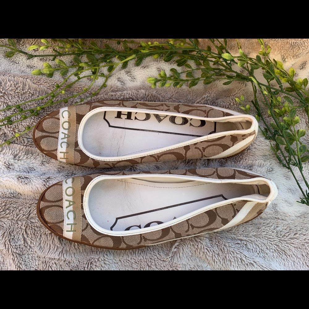 Coach Loafers Signature C Brown and Cream